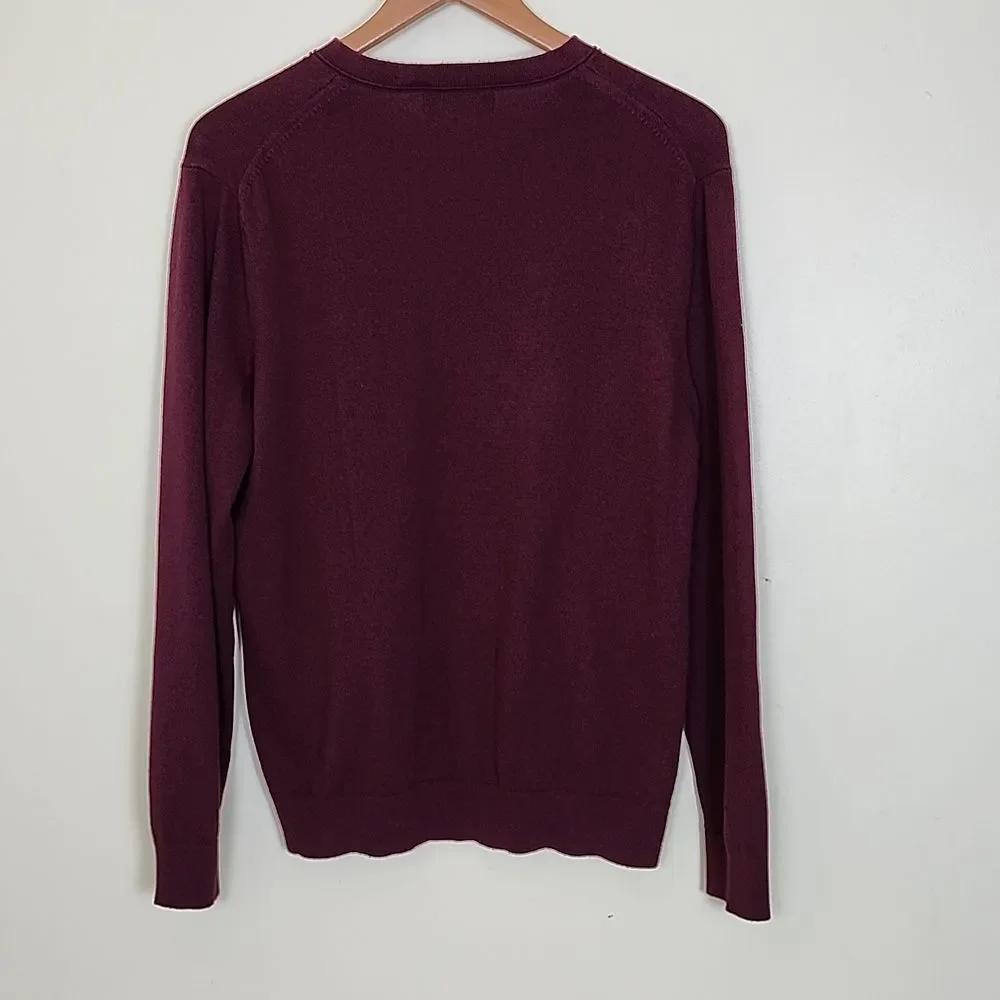 Banana Republic Premium Luxe Yarn Men's Maroon Lightweight, Pull Over Sweater